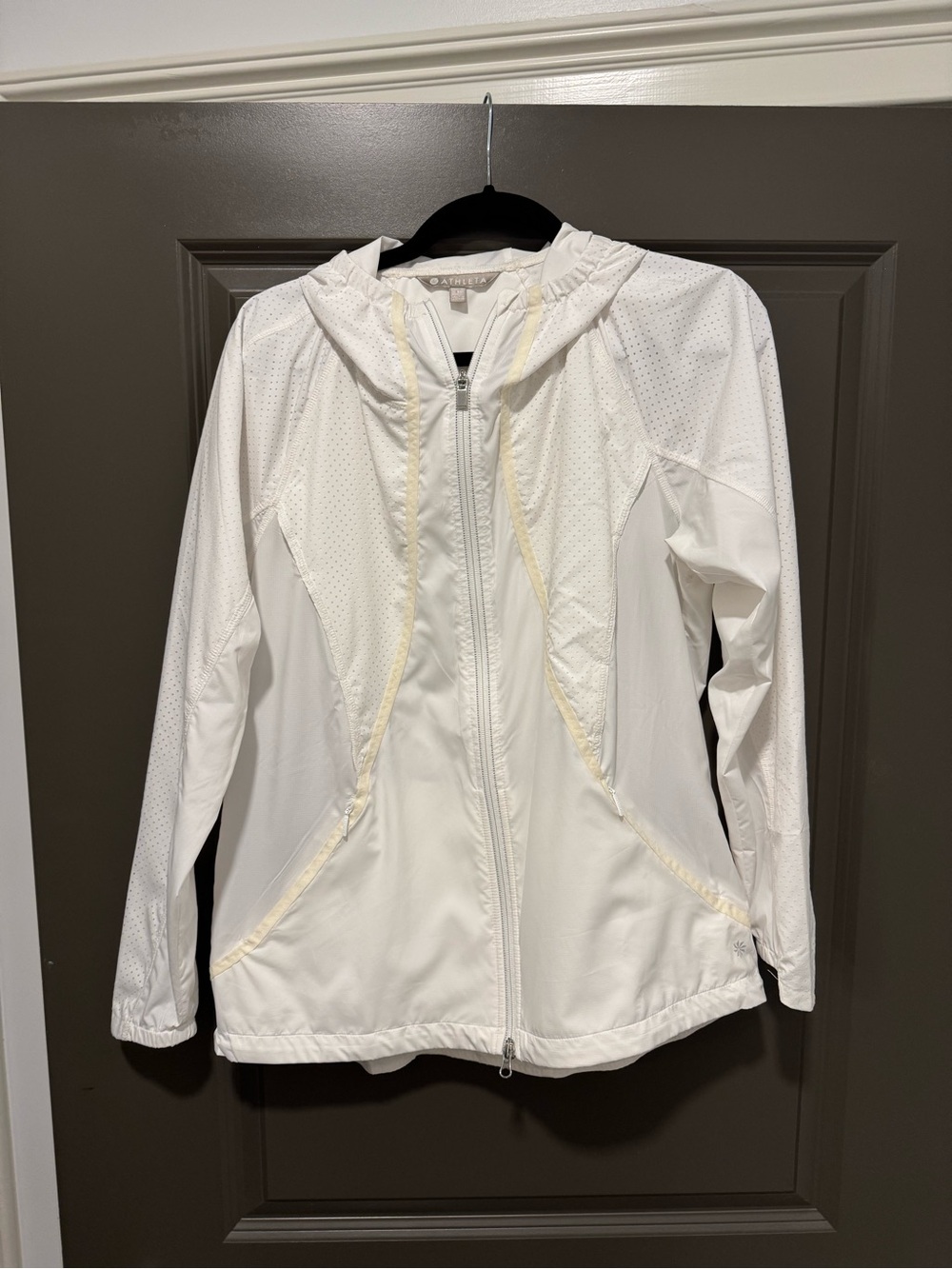 Athleta White Hooded Lightweight Utility Jacket